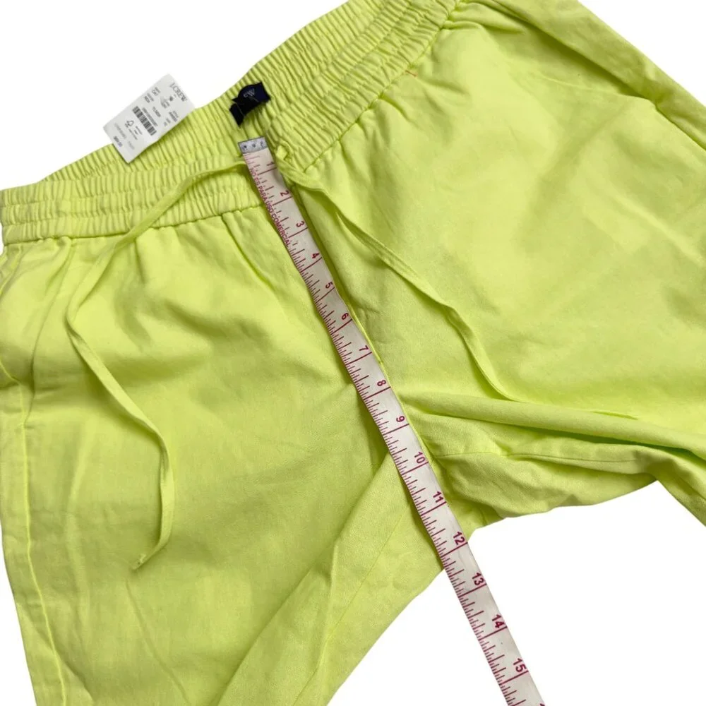 J.Crew Womens Neon Green Drawstring Elastic Waist Pants Size 10 Linen pockets - Picture 8 of 11